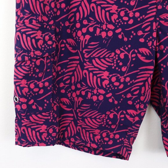 J. Crew 9 Inch Stretch Eco Board Short in Vines Print Purple Pink Palm Leaf 33 - Picture 4 of 8